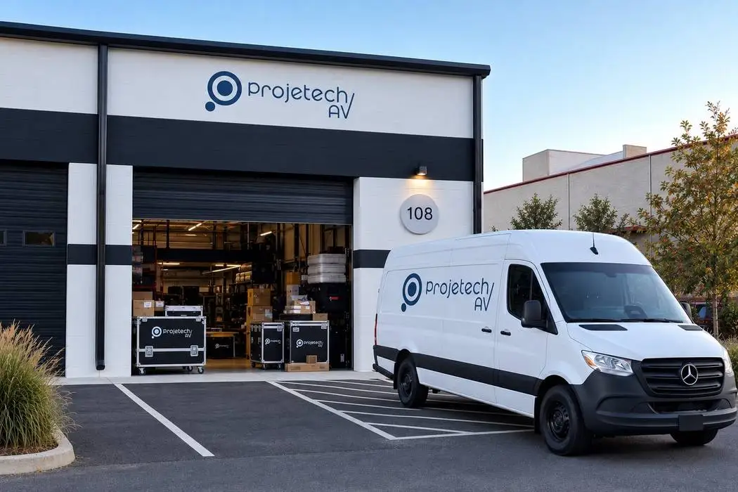 Projetech AV warehouse in Atlanta, with equipment cases